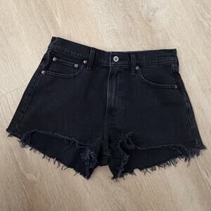 Abercrombie & Fitch The Mom Short High Rise Black Cut Off Jean Shorts 27/4